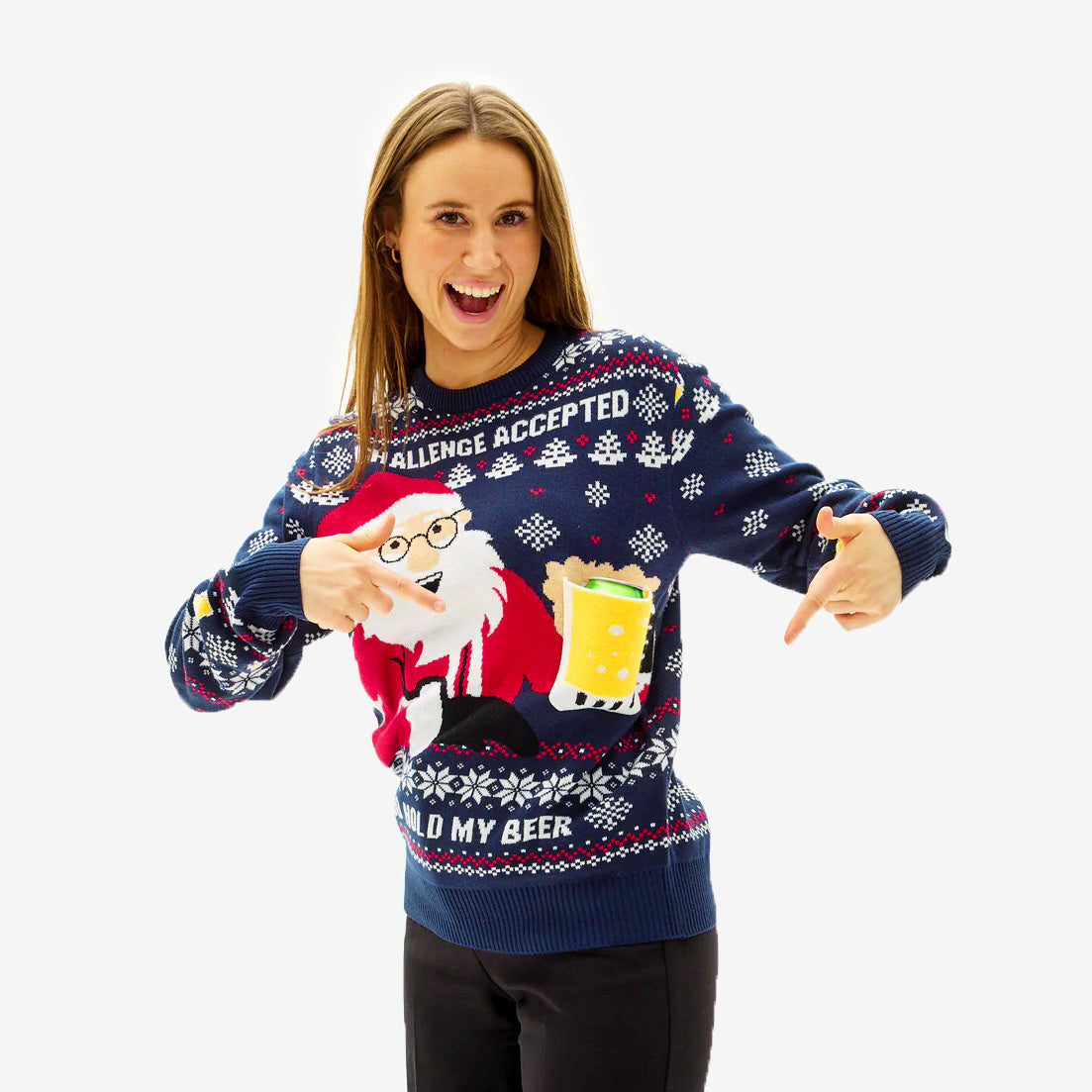 mujer Suéter de Navidad Parejas Beer Pocket 3D