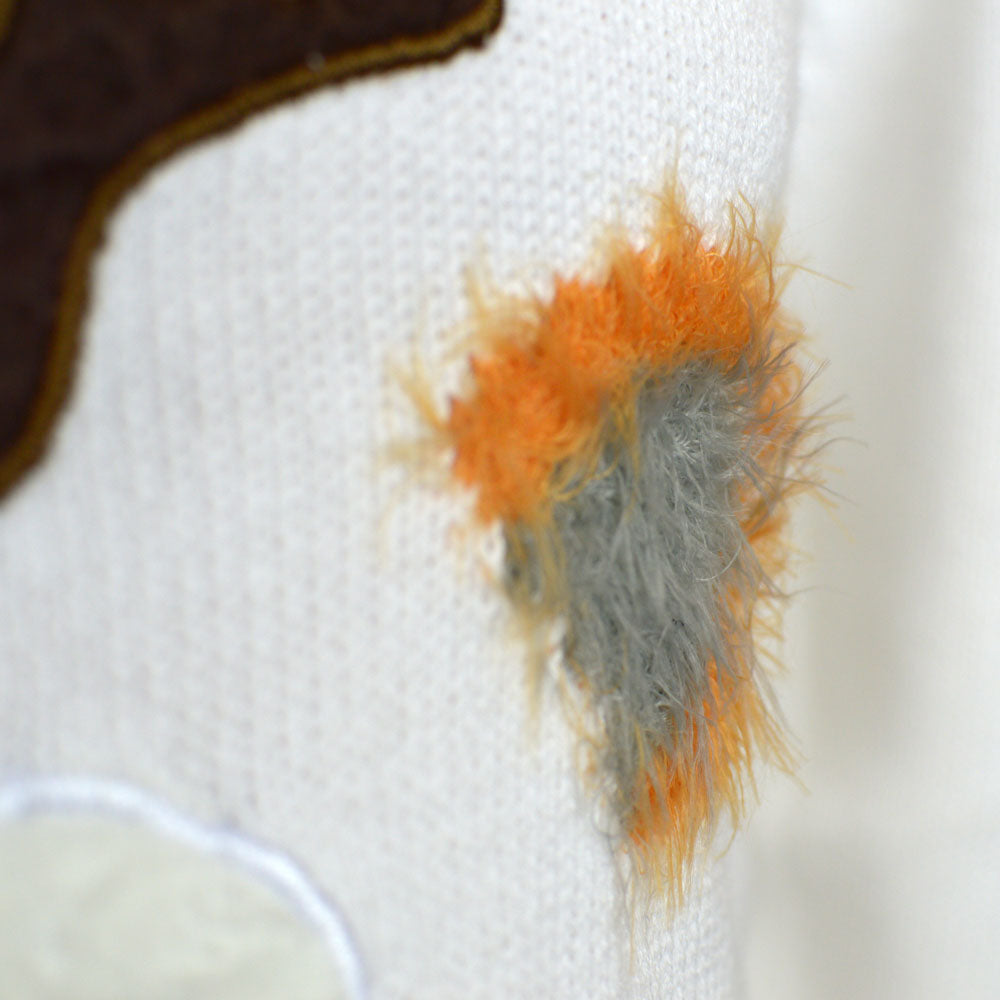 Suéter de Navidad Parejas Blanco con Reno 3D Peludo Detalle Cara