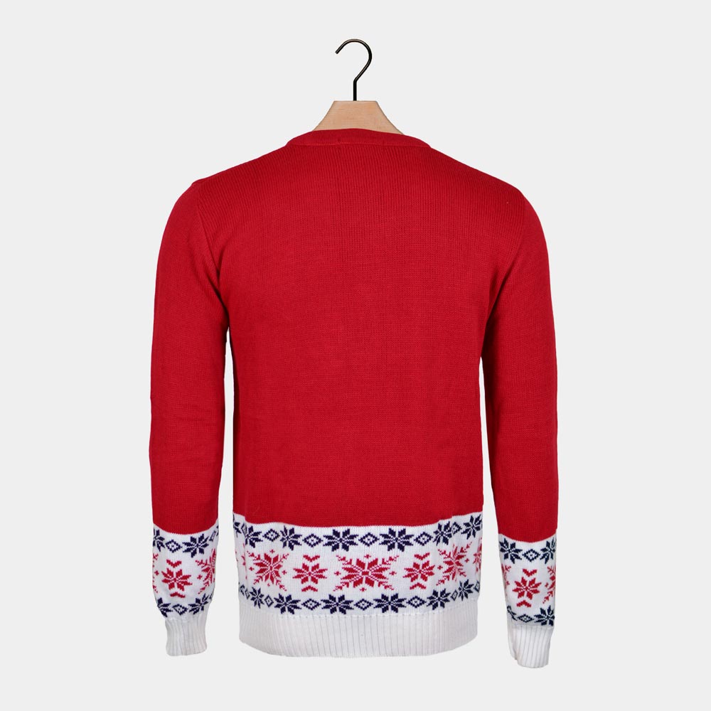 Suéter de Navidad Parejas con Reno y Nieve Rojo Espalda