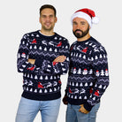 Suéter de Navidad Parejas Hombre Árboles, Muñecos y Papá Noel