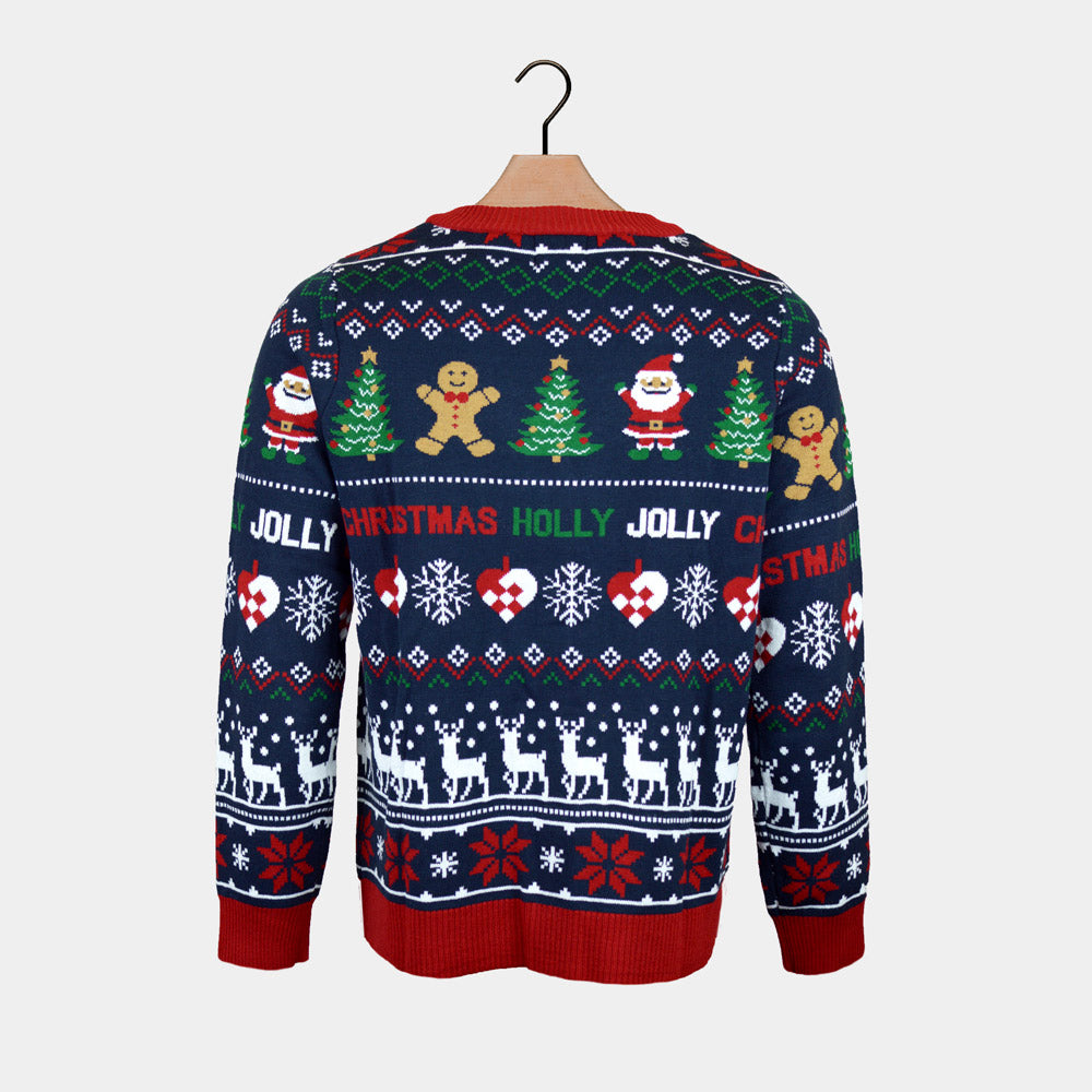 Suéter de Navidad Cárdigan Mujer Azul y Rojo

