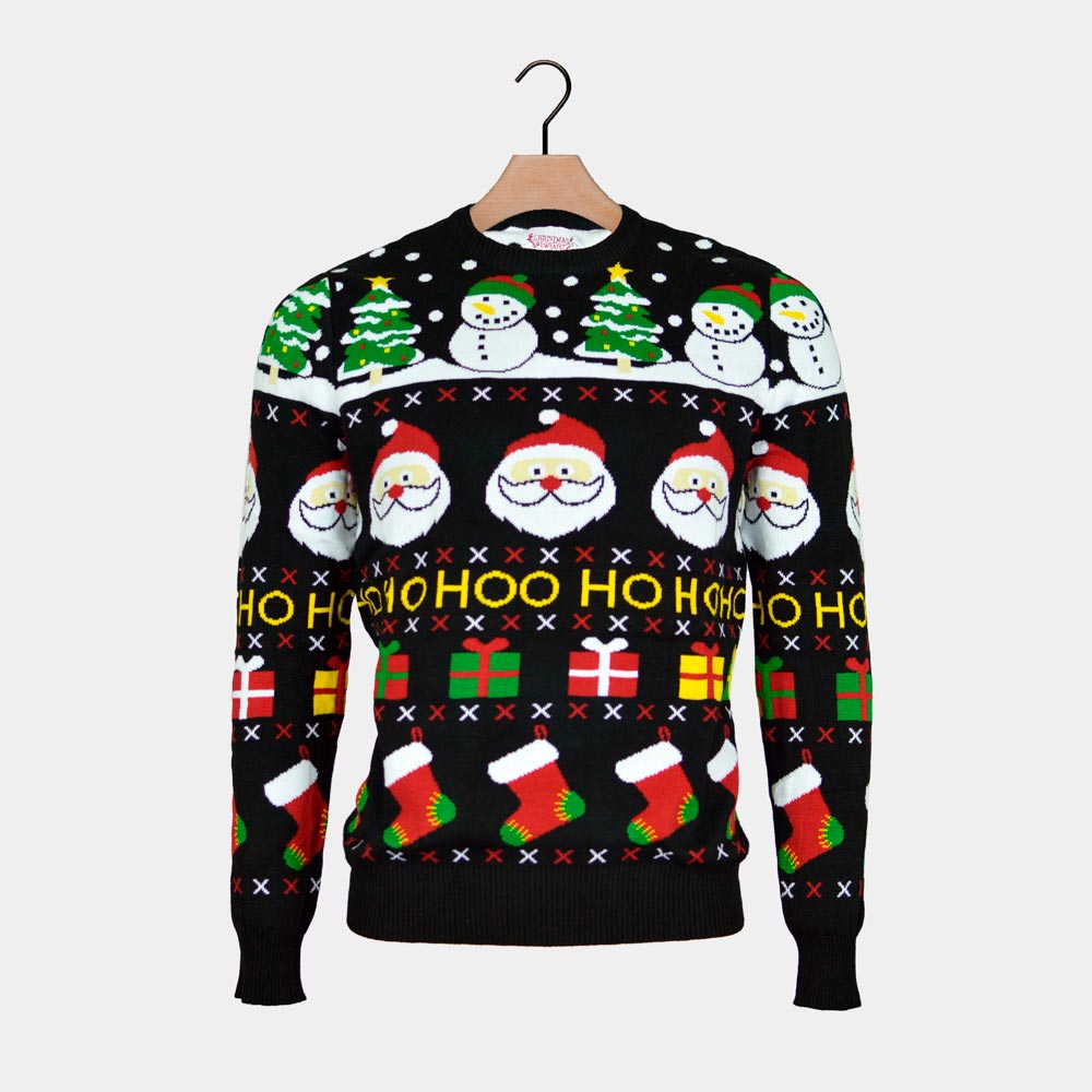 Suéter de Navidad para Hombre Santa, Regalos y Muñecos Algodón Orgánico