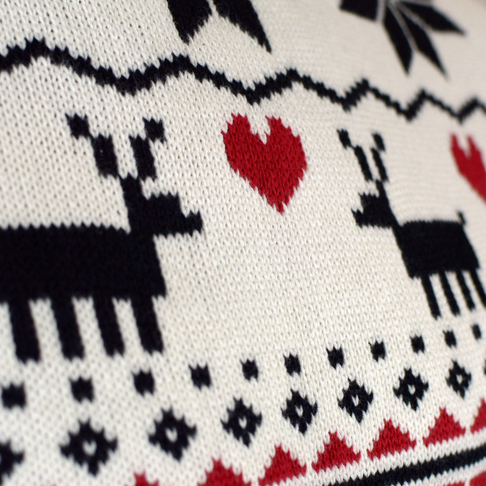 Suéter de Navidad cuello alto Parejas Elegante Algodón Orgánico Beige 
