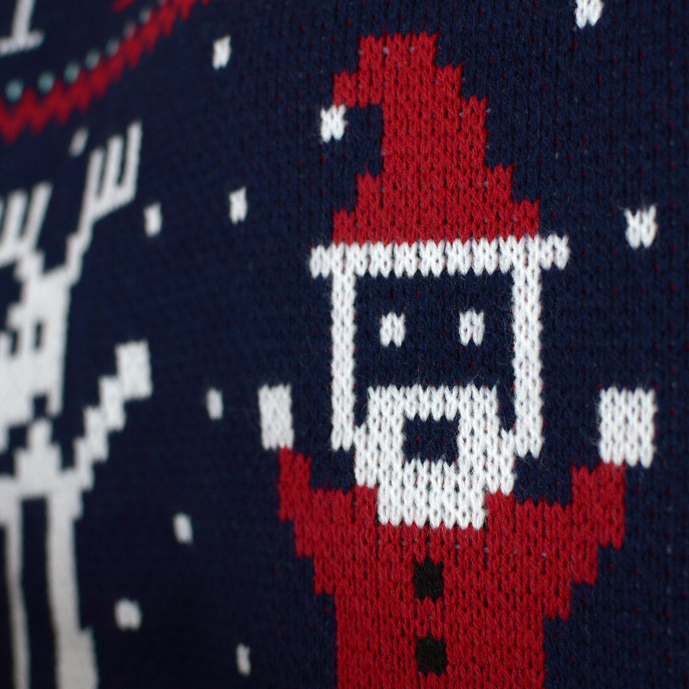 Suéter de Navidad para Familia con Renos y Papá Noel Merry Christmas Detalle