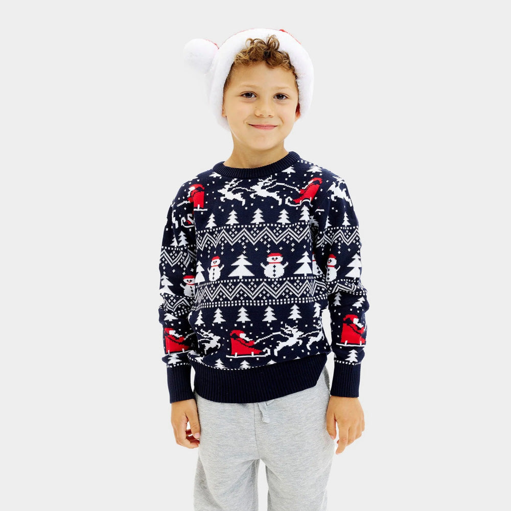 Suéter Navidad  Niño Árboles, Muñecos Papá Noel Algodón Orgánico
