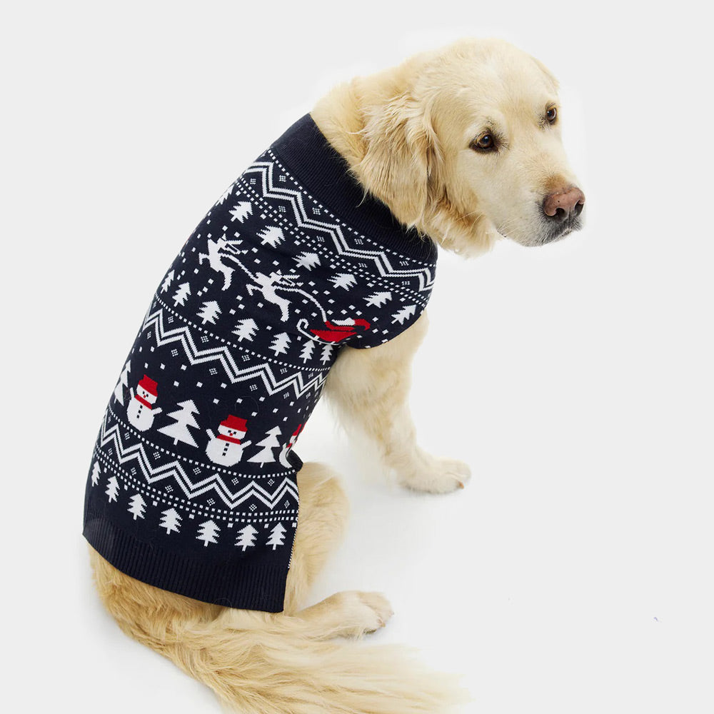 Suéter de Navidad para Perros con Árboles, Muñecos y Papá Noel