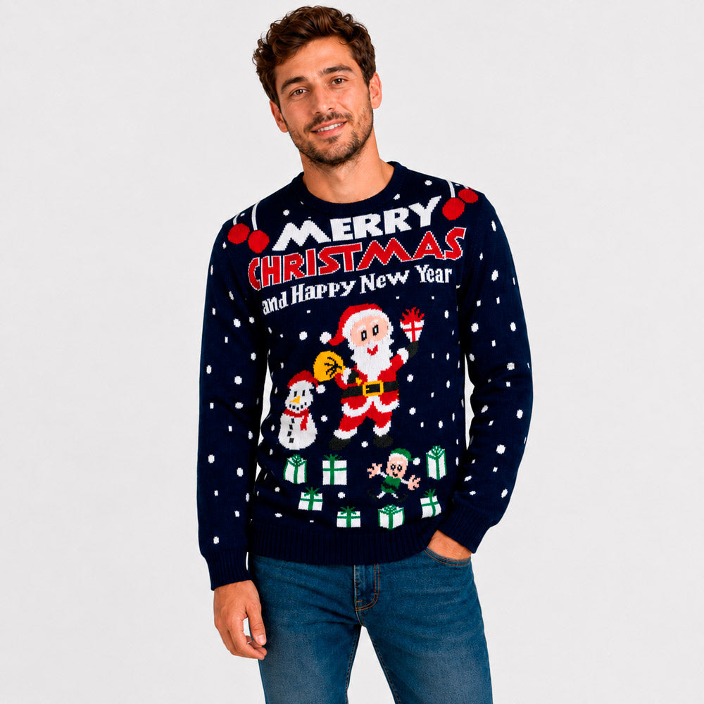 Suéter Navideño para Hombre Merry Christmas and Happy New Year
