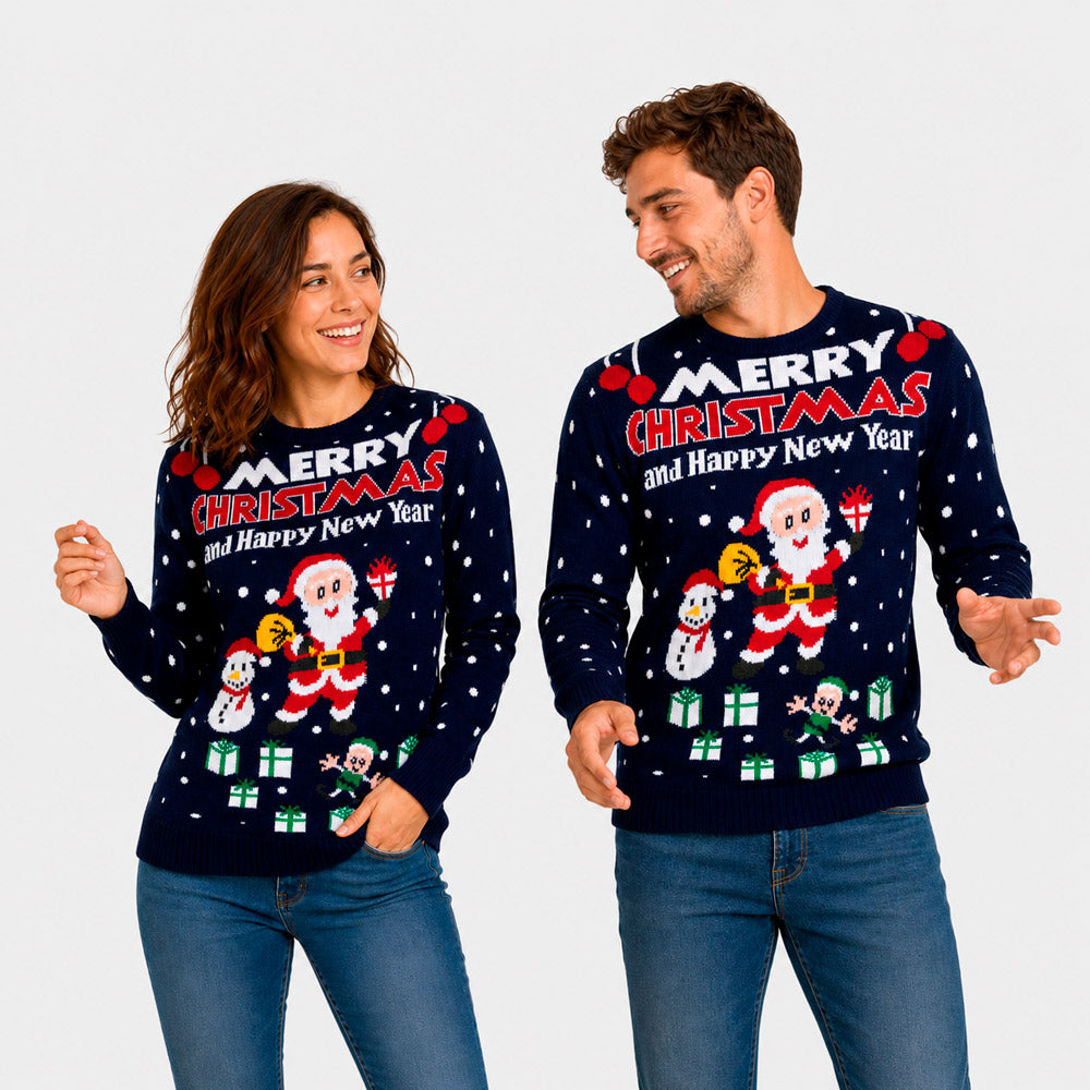 Suéter Navideño Pareja Hombre Merry Christmas and Happy New Year
