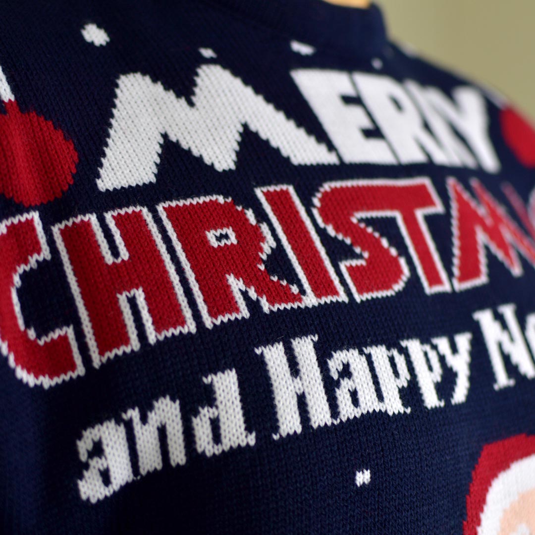 sueter Navideño para Hombre Merry Christmas and Happy New YearDetalle