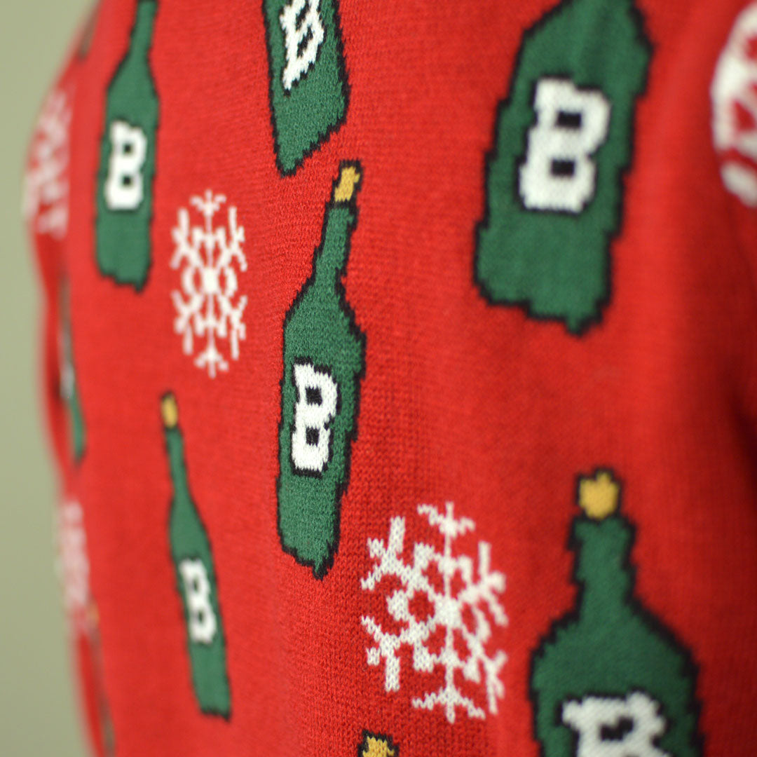 Suéter Navideño para Hombre Reno con Abridor de Cerveza Detalle Nieve